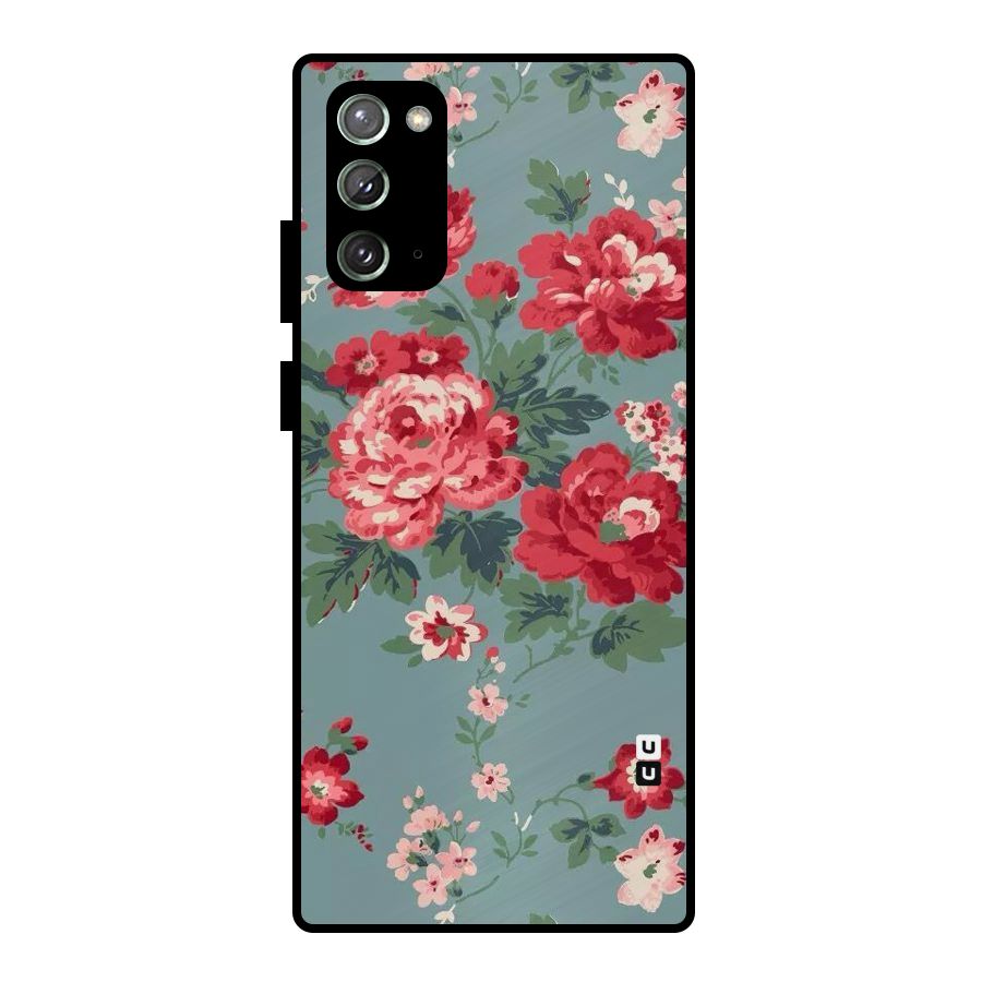 Aesthetic Floral Red Metal Back Case for Galaxy Note 20