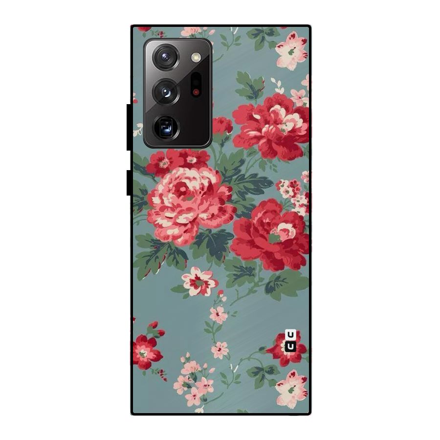 Aesthetic Floral Red Metal Back Case for Galaxy Note 20 Ultra 5G