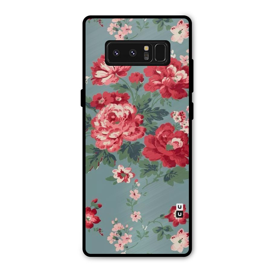 Aesthetic Floral Red Metal Back Case for Galaxy Note 8
