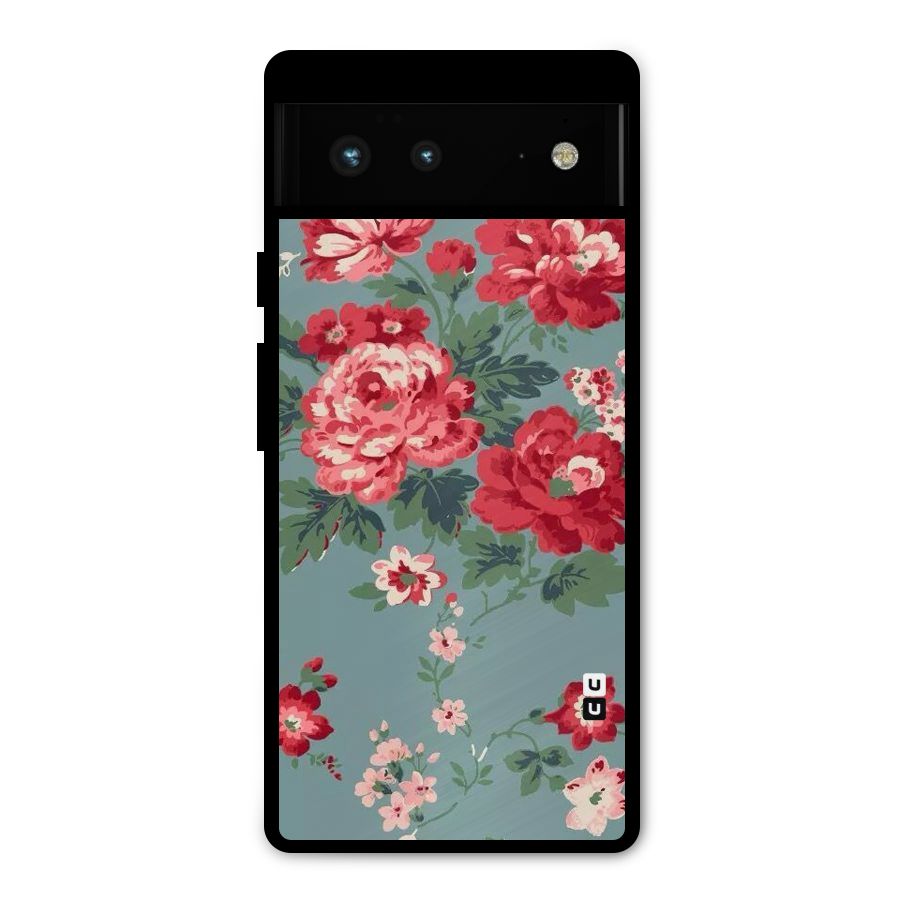 Aesthetic Floral Red Metal Back Case for Google Pixel 6
