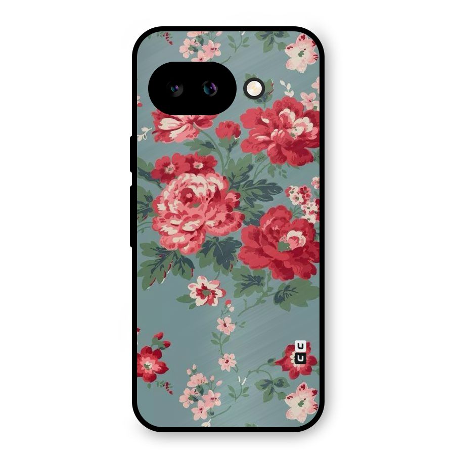 Aesthetic Floral Red Metal Back Case for Google Pixel 9a