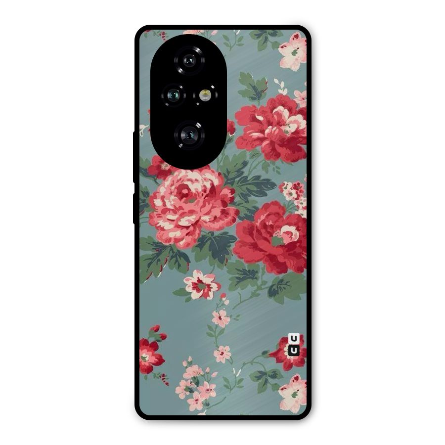 Aesthetic Floral Red Metal Back Case for Honor 200 Pro