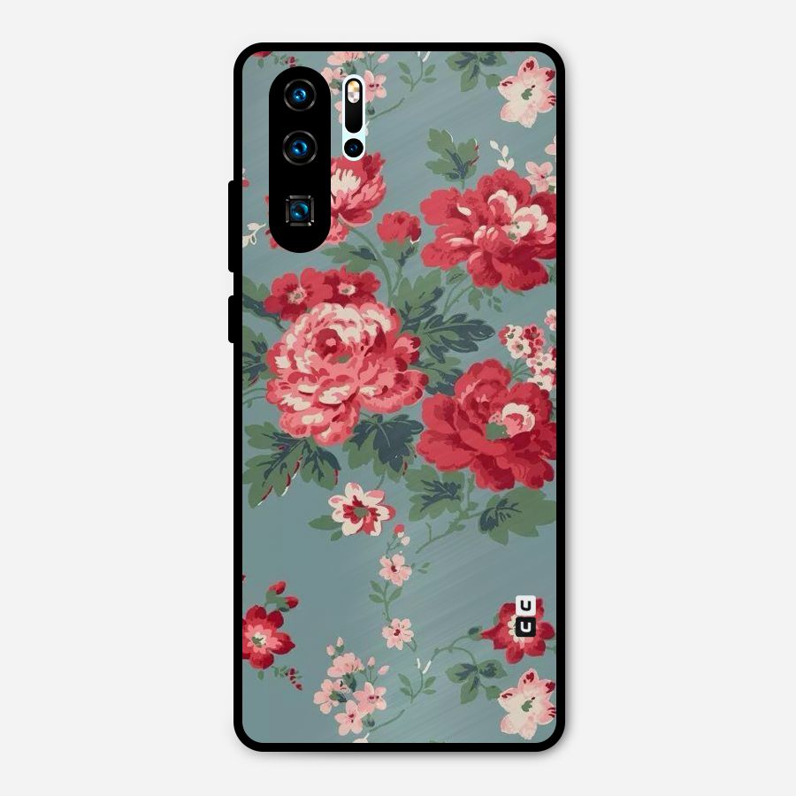 Aesthetic Floral Red Metal Back Case for Huawei P30 Pro