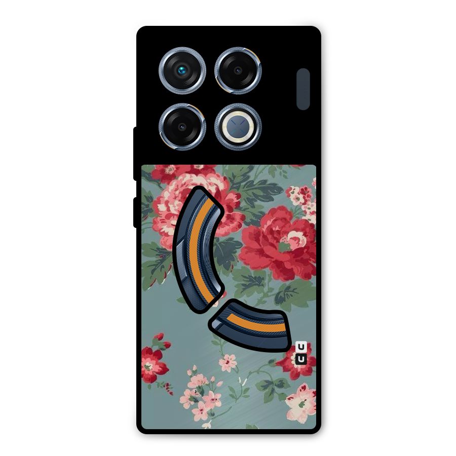 Aesthetic Floral Red Metal Back Case for Infinix GT 20 Pro