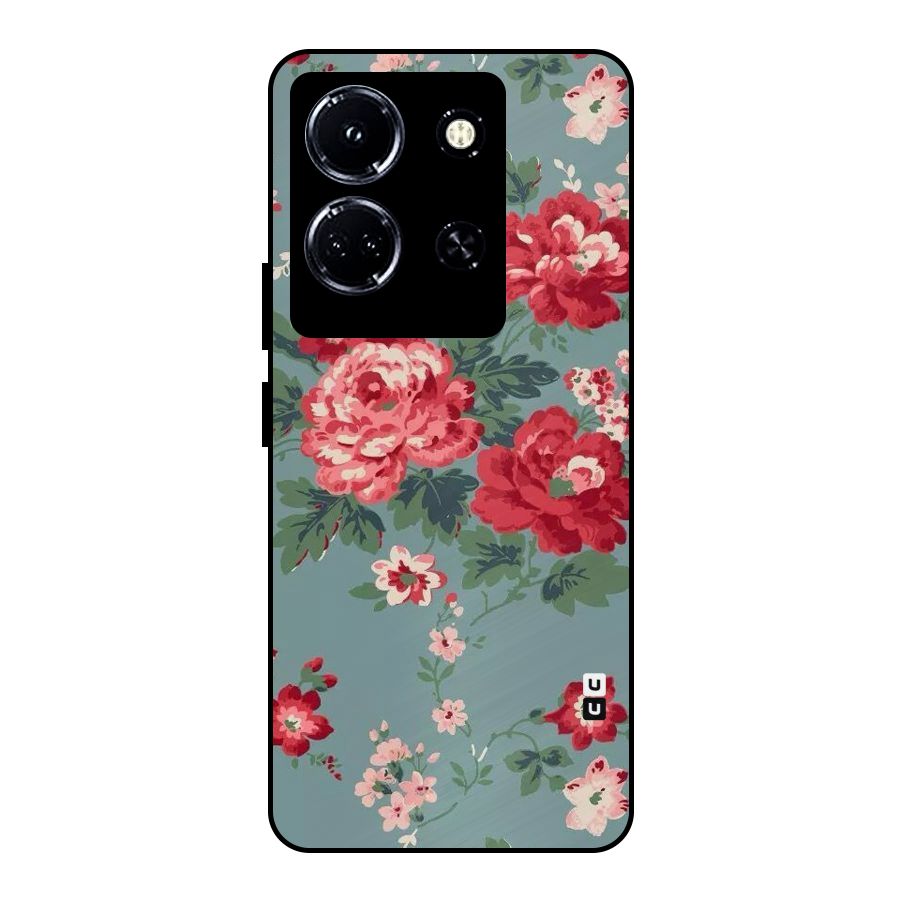 Aesthetic Floral Red Metal Back Case for Infinix Note 30 5G
