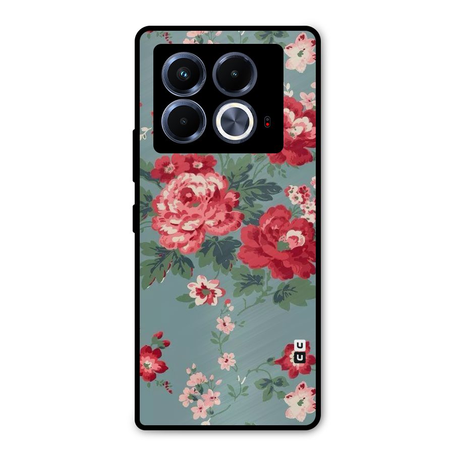 Aesthetic Floral Red Metal Back Case for Infinix Note 40 5G