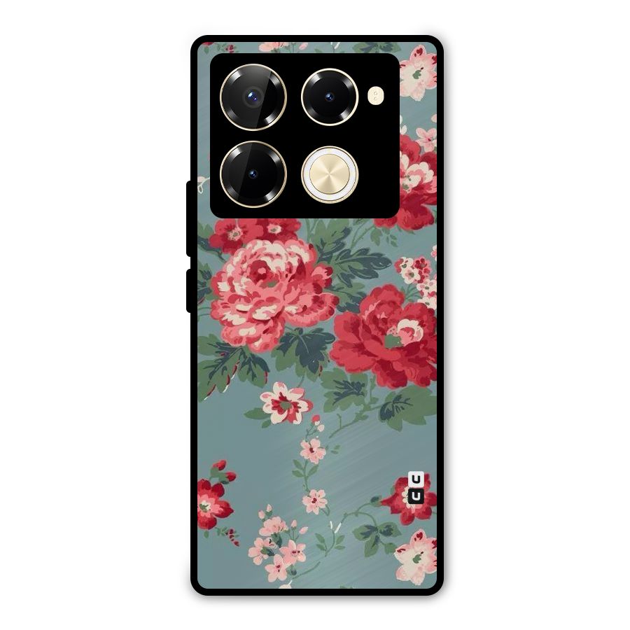Aesthetic Floral Red Metal Back Case for Infinix Note 40 Pro
