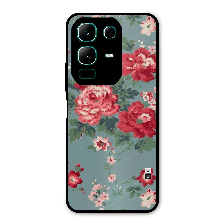 Aesthetic Floral Red Metal Back Case for Infinix Note 50x