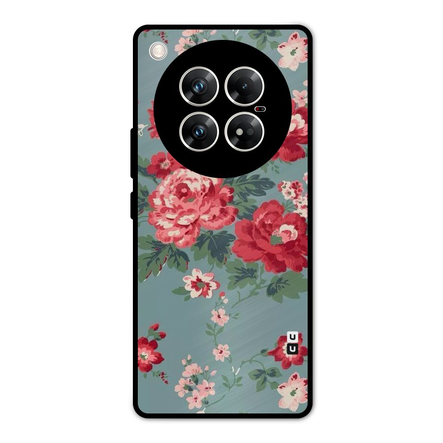 Aesthetic Floral Red Metal Back Case for Infinix Zero 40 5G