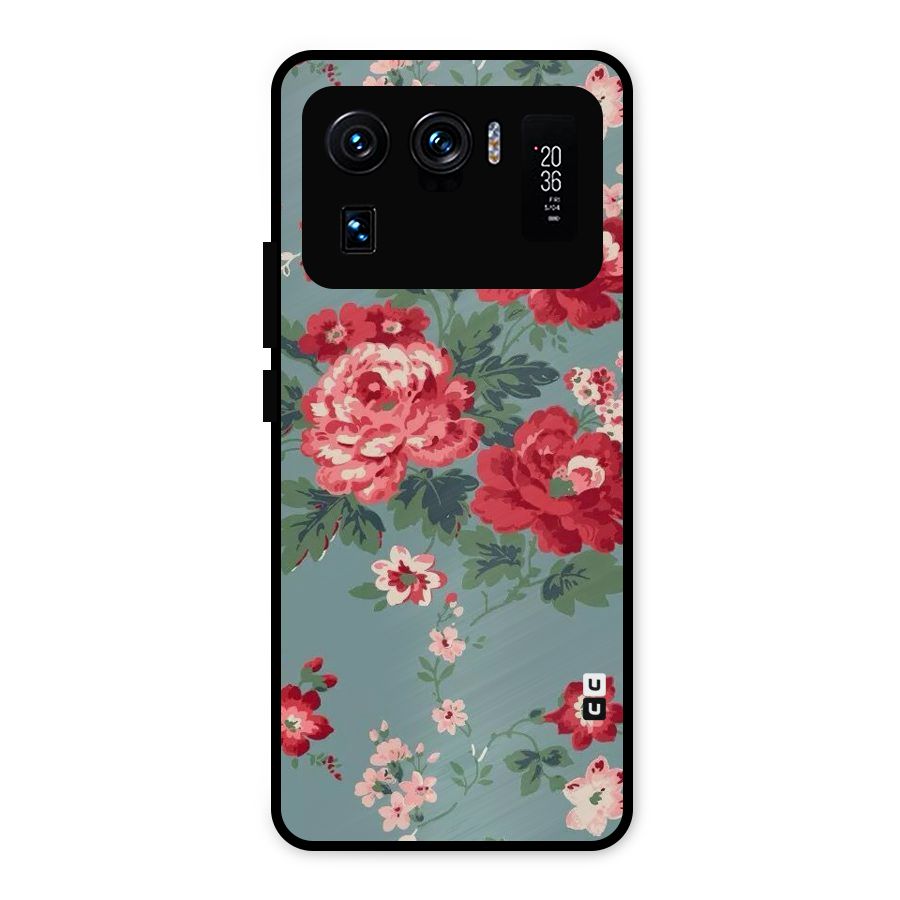 Aesthetic Floral Red Metal Back Case for Mi 11 Ultra