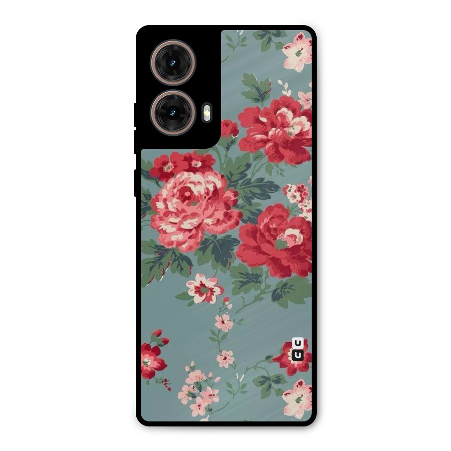 Aesthetic Floral Red Metal Back Case for Moto G85