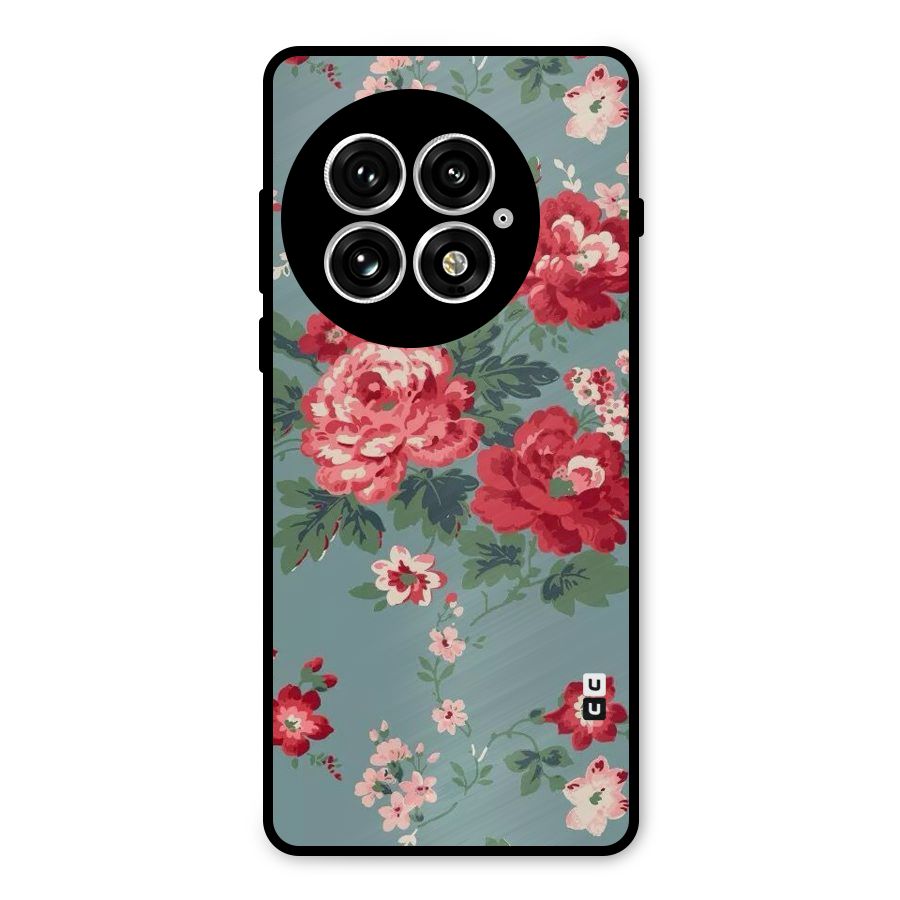 Aesthetic Floral Red Metal Back Case for OnePlus 13