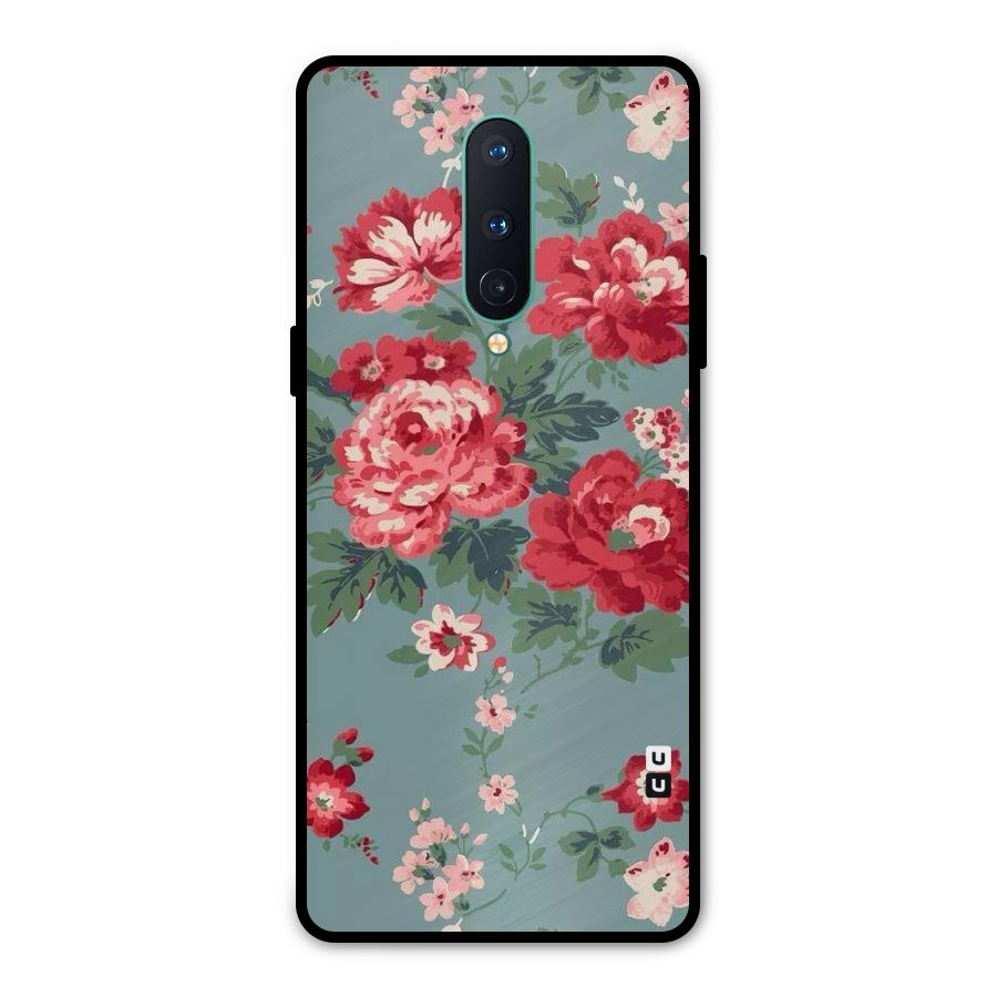 Aesthetic Floral Red Metal Back Case for OnePlus 8