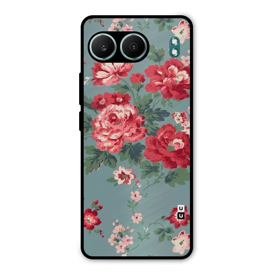 Aesthetic Floral Red Metal Back Case for OnePlus Nord 4