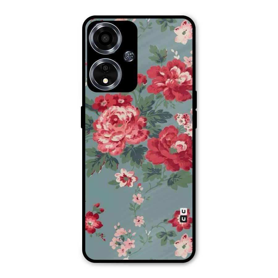 Aesthetic Floral Red Metal Back Case for Oppo A59