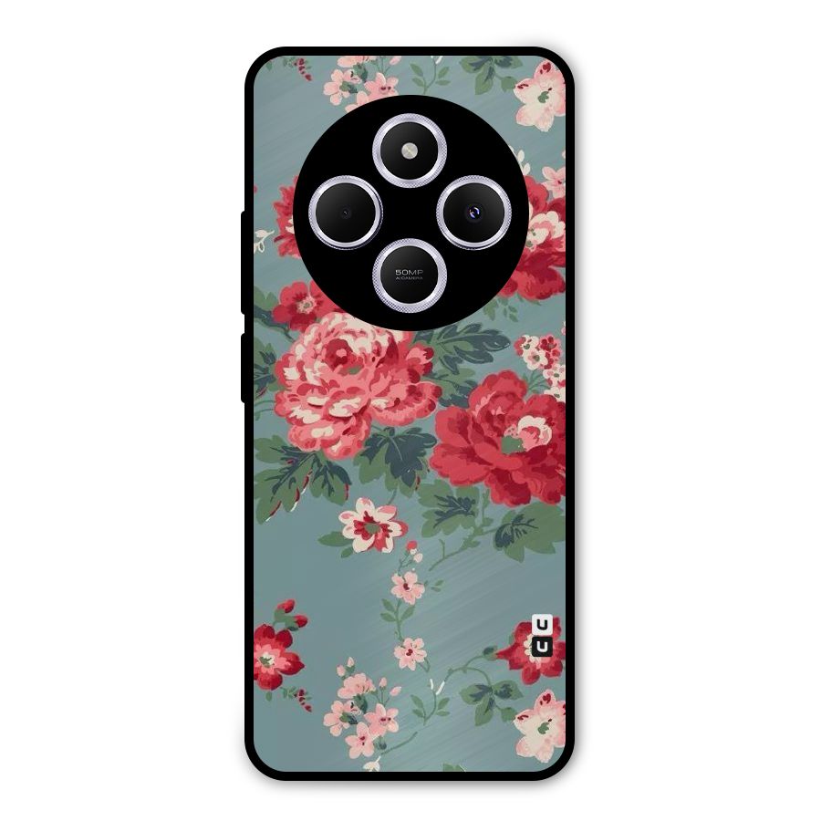 Aesthetic Floral Red Metal Back Case for Poco C75 5G