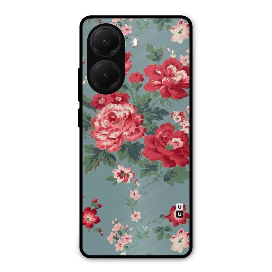 Aesthetic Floral Red Metal Back Case for Poco X7 Pro