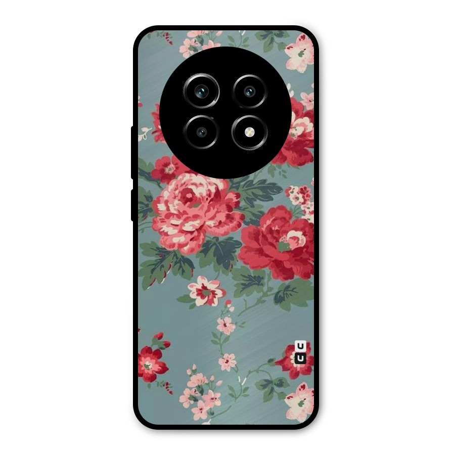 Aesthetic Floral Red Metal Back Case for Realme 13 Pro