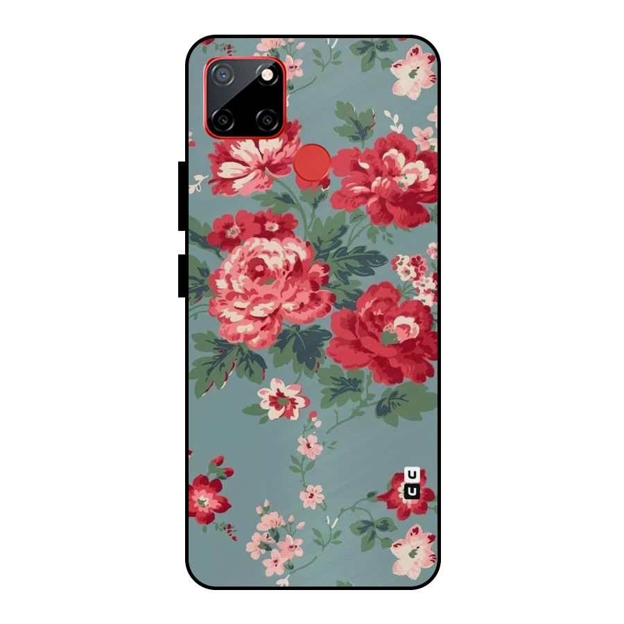 Aesthetic Floral Red Metal Back Case for Realme C12