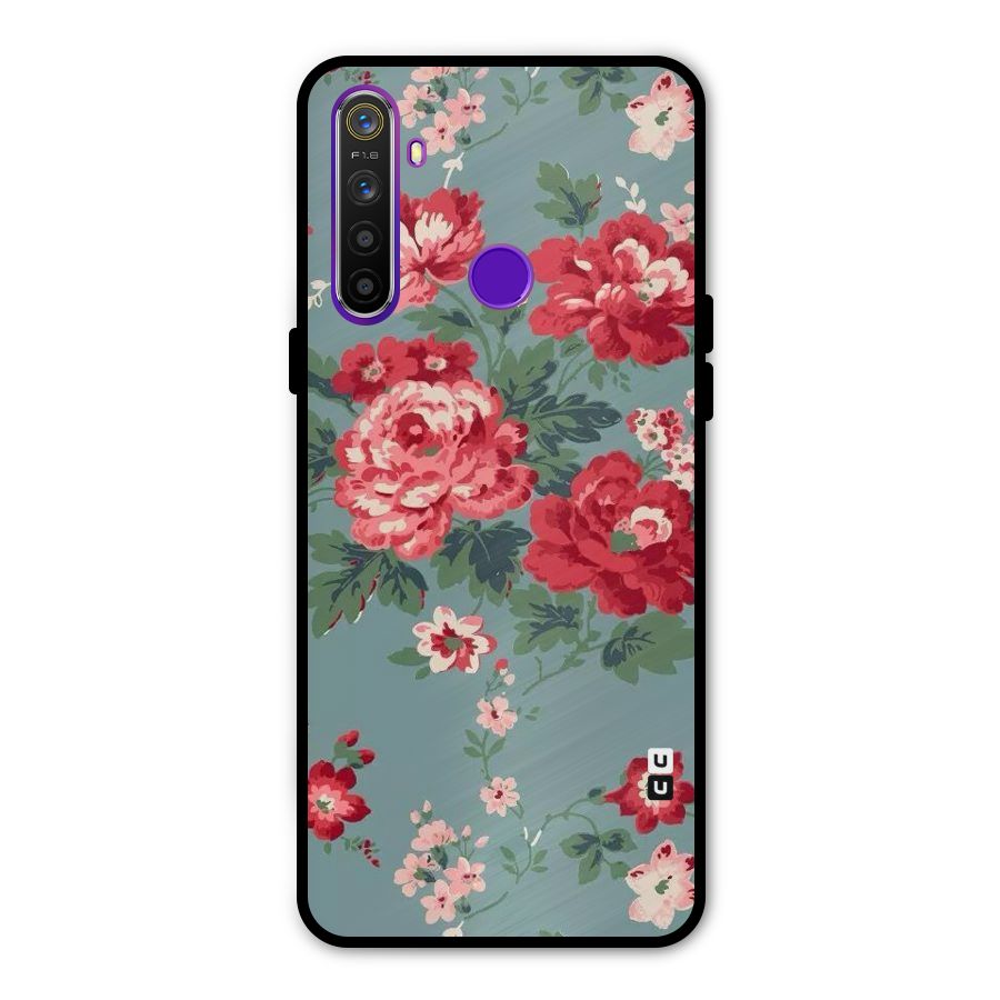 Aesthetic Floral Red Metal Back Case for Realme Narzo 10