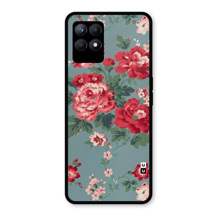 Aesthetic Floral Red Metal Back Case for Realme Narzo 50