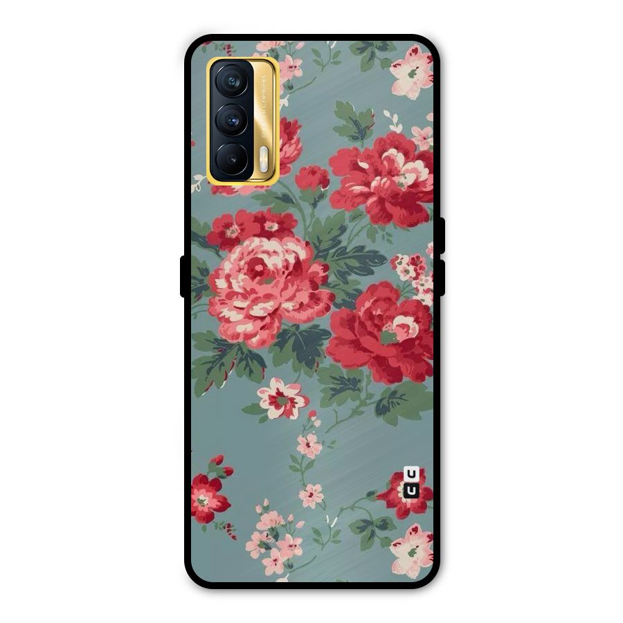 Aesthetic Floral Red Metal Back Case for Realme X7