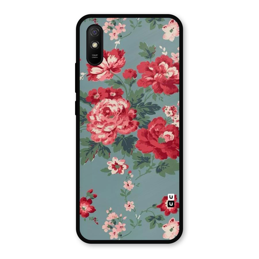 Aesthetic Floral Red Metal Back Case for Redmi 9a