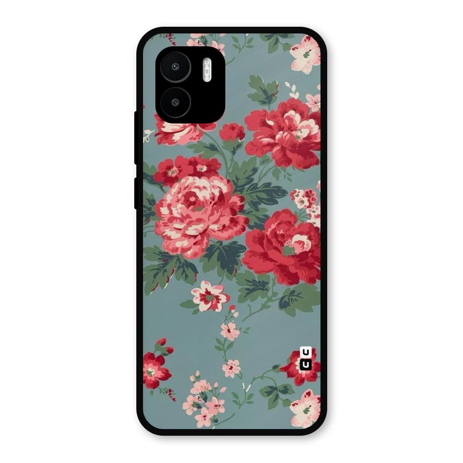 Aesthetic Floral Red Metal Back Case for Redmi A1