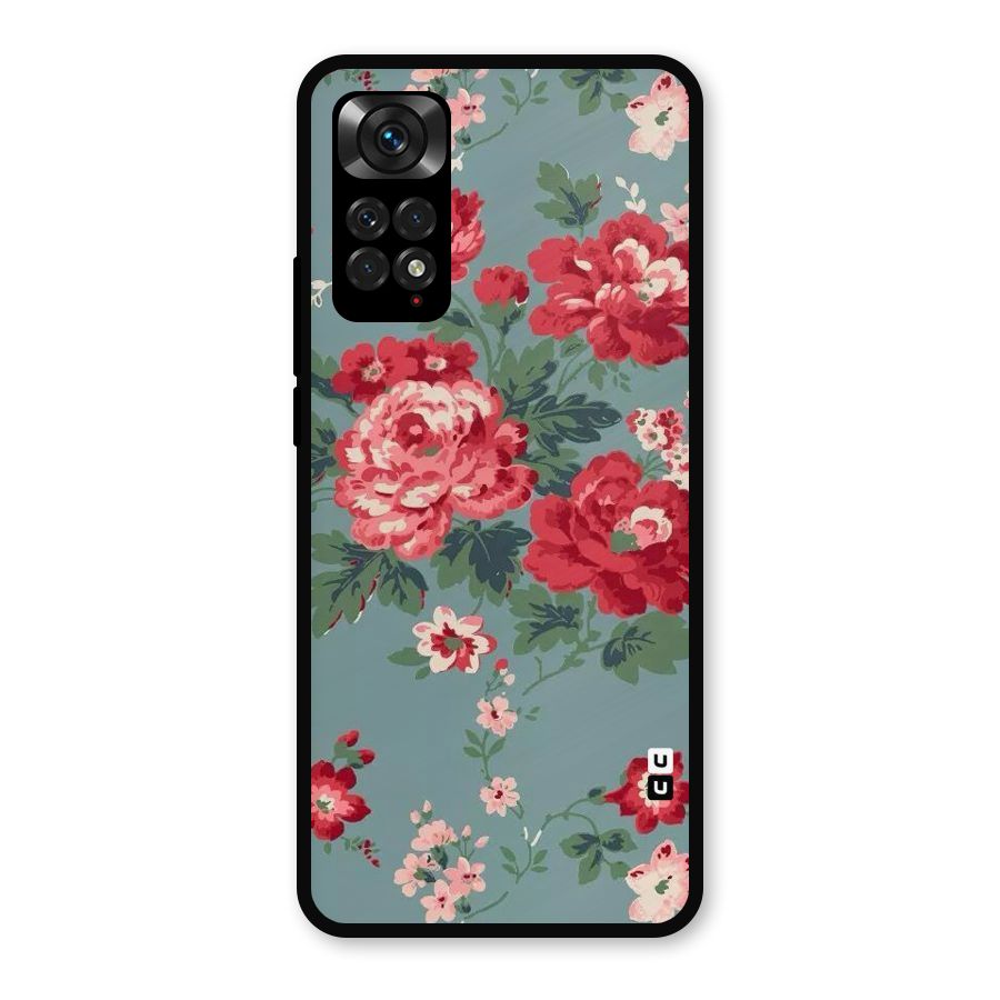 Aesthetic Floral Red Metal Back Case for Redmi Note 11s