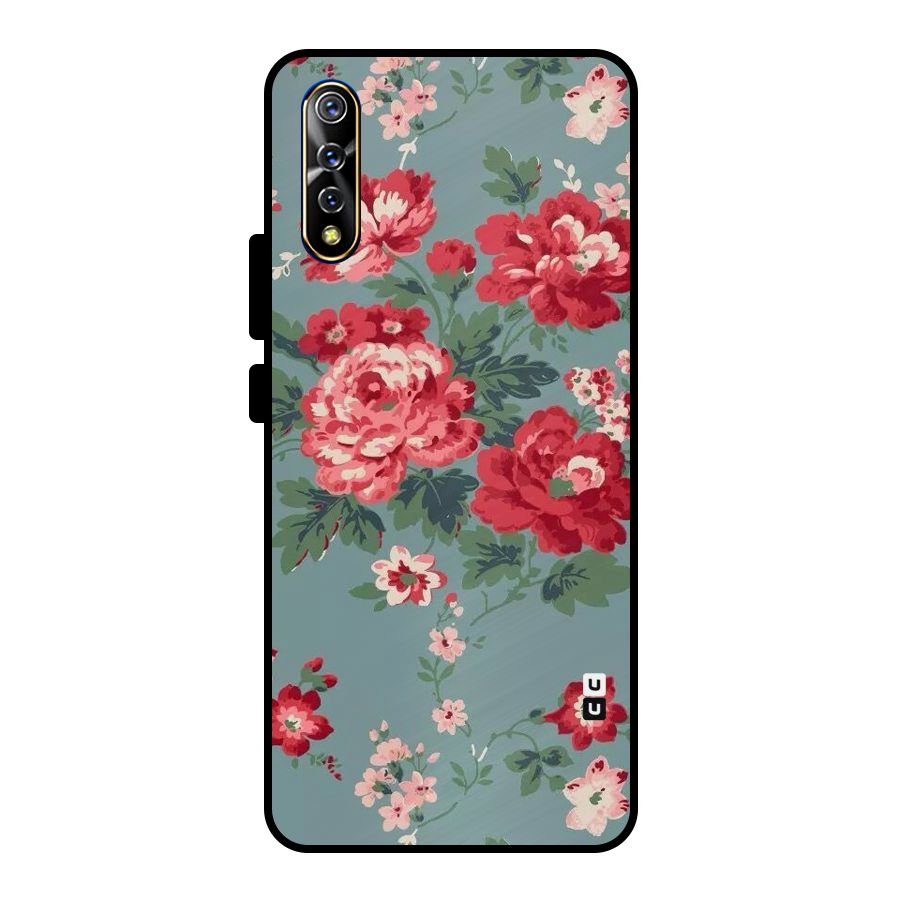 Aesthetic Floral Red Metal Back Case for Vivo S1