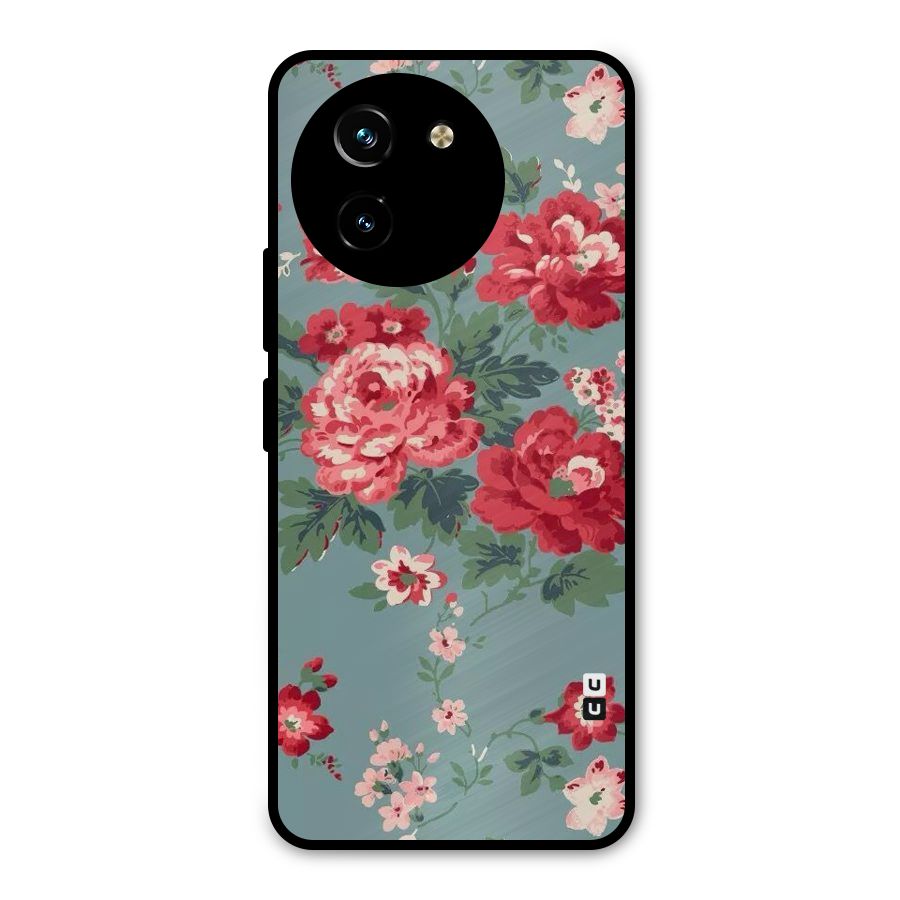 Aesthetic Floral Red Metal Back Case for Vivo T3x