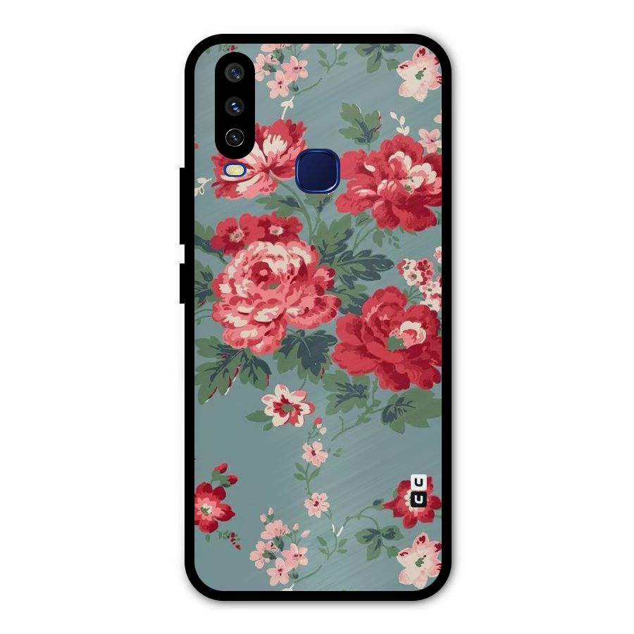 Aesthetic Floral Red Metal Back Case for Vivo V17