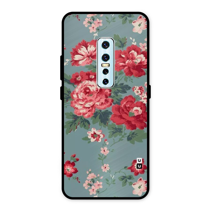 Aesthetic Floral Red Metal Back Case for Vivo V17 Pro