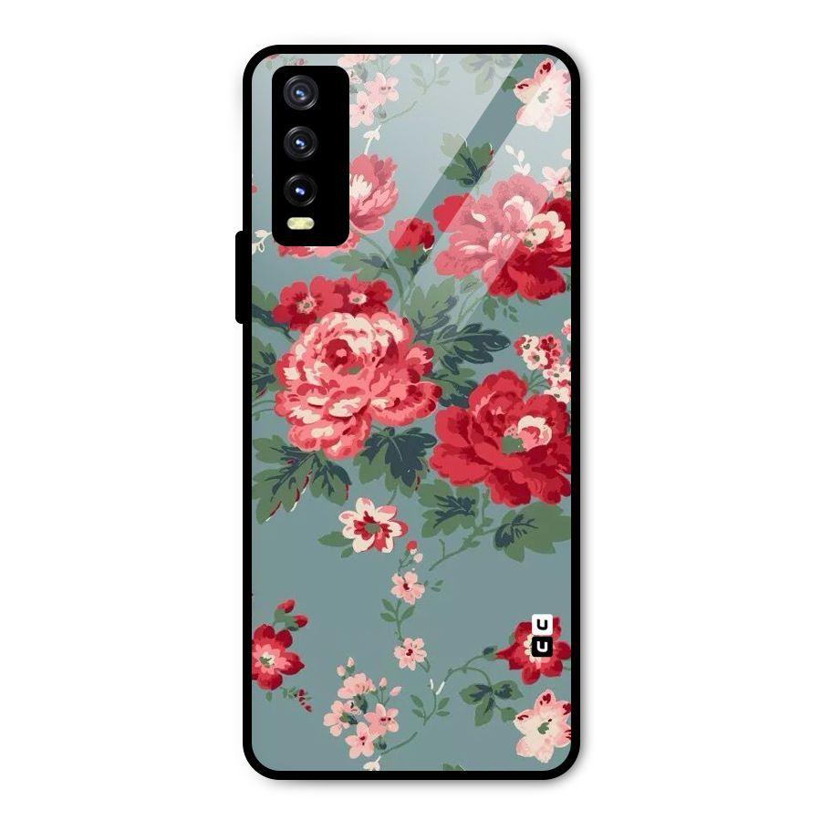 Aesthetic Floral Red Metal Back Case for Vivo Y20i