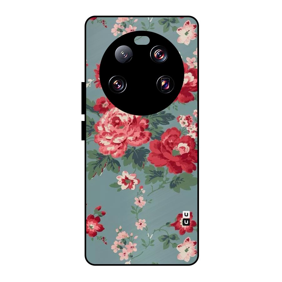 Aesthetic Floral Red Metal Back Case for Xiaomi 13 Ultra
