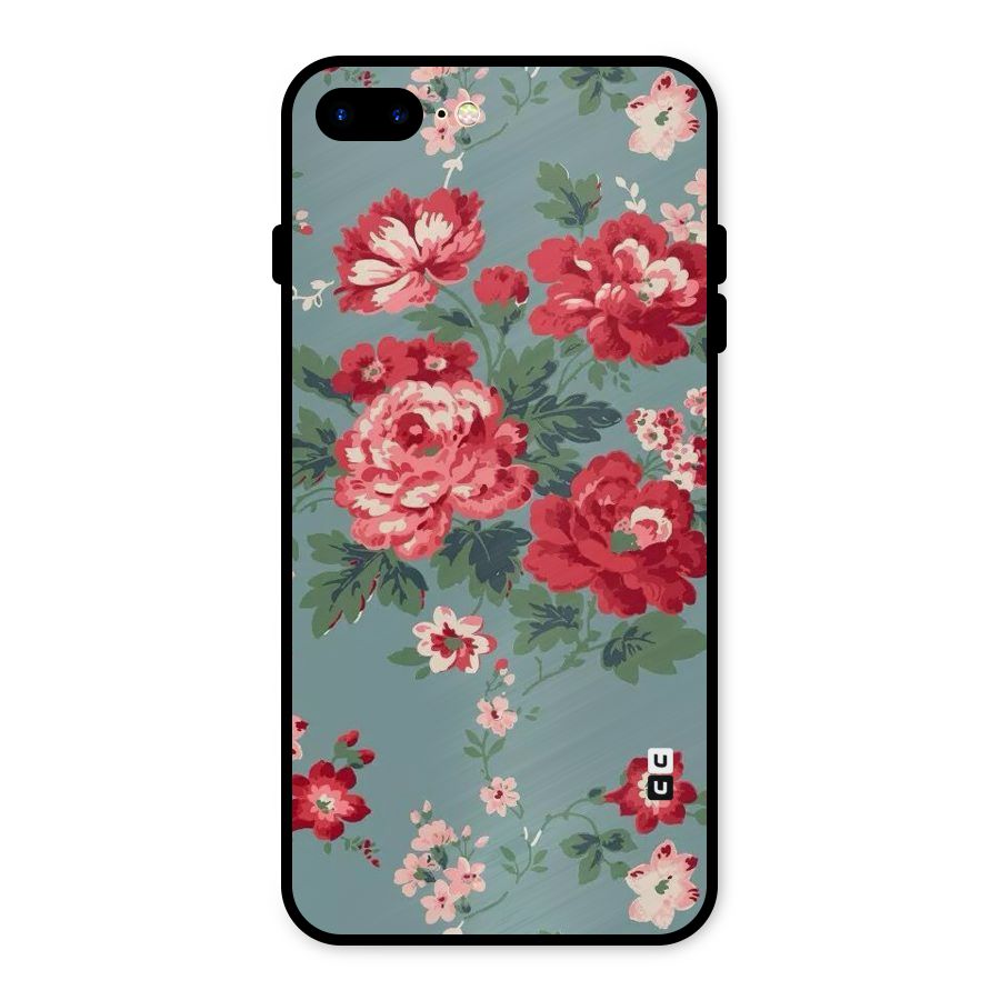 Aesthetic Floral Red Metal Back Case for iPhone 7 Plus