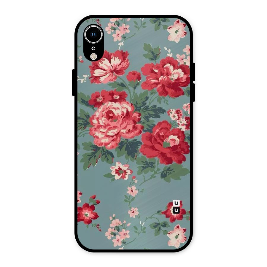 Aesthetic Floral Red Metal Back Case for iPhone XR