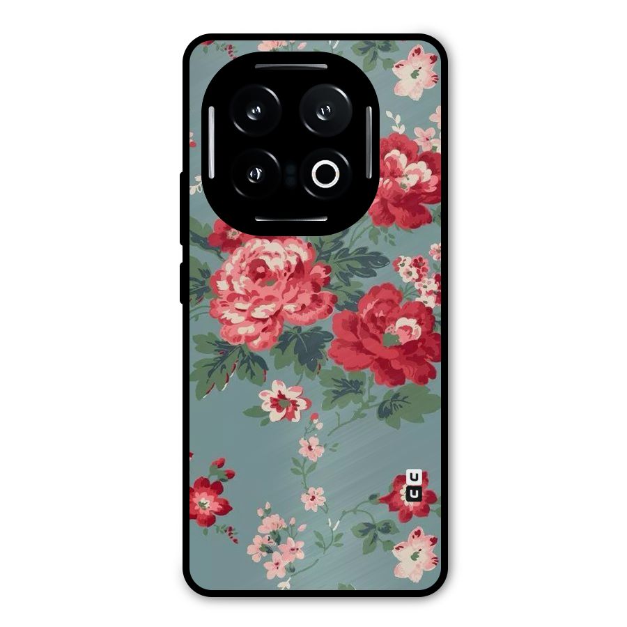 Aesthetic Floral Red Metal Back Case for iQOO 13
