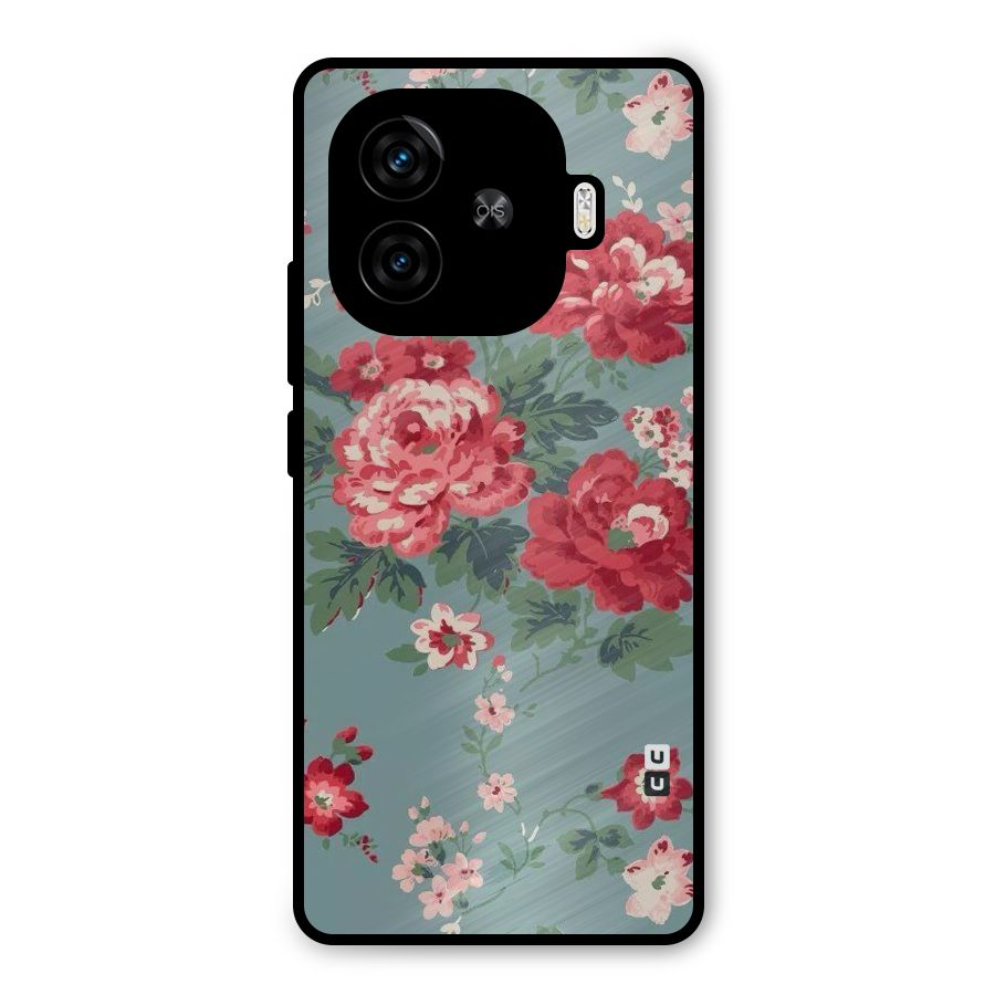 Aesthetic Floral Red Metal Back Case for iQOO Neo 10R