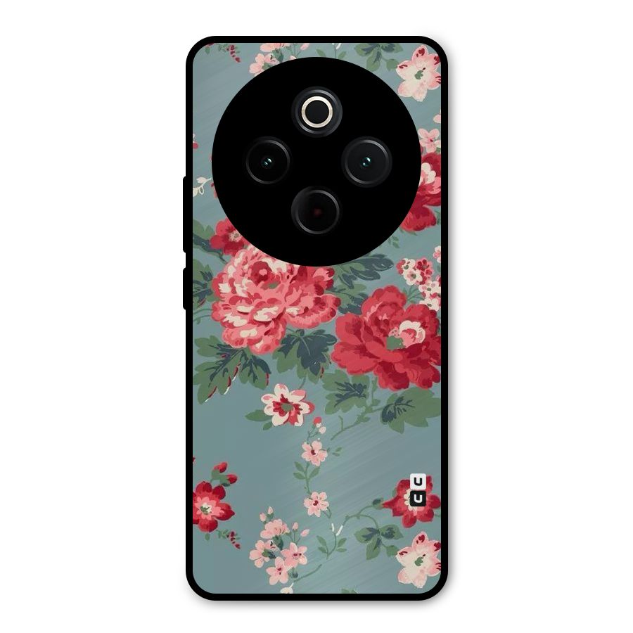 Aesthetic Floral Red Metal Back Case for iQOO Z10