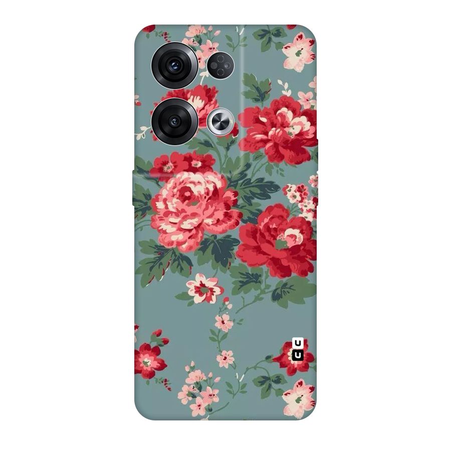 Aesthetic Floral Red Original Polycarbonate Back Case for Oppo Reno8 Pro 5G