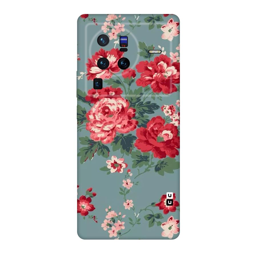 Aesthetic Floral Red Original Polycarbonate Back Case for Vivo X80