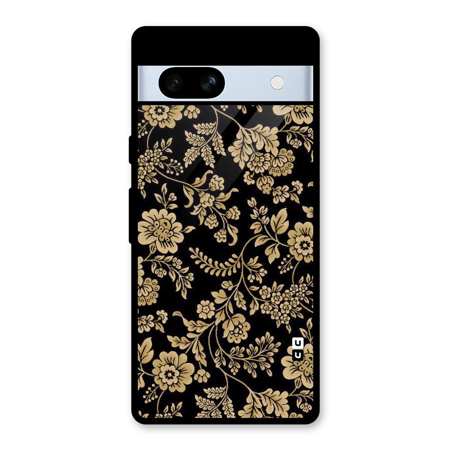 Aesthetic Golden Design Glass Back Case for Google Pixel 7a