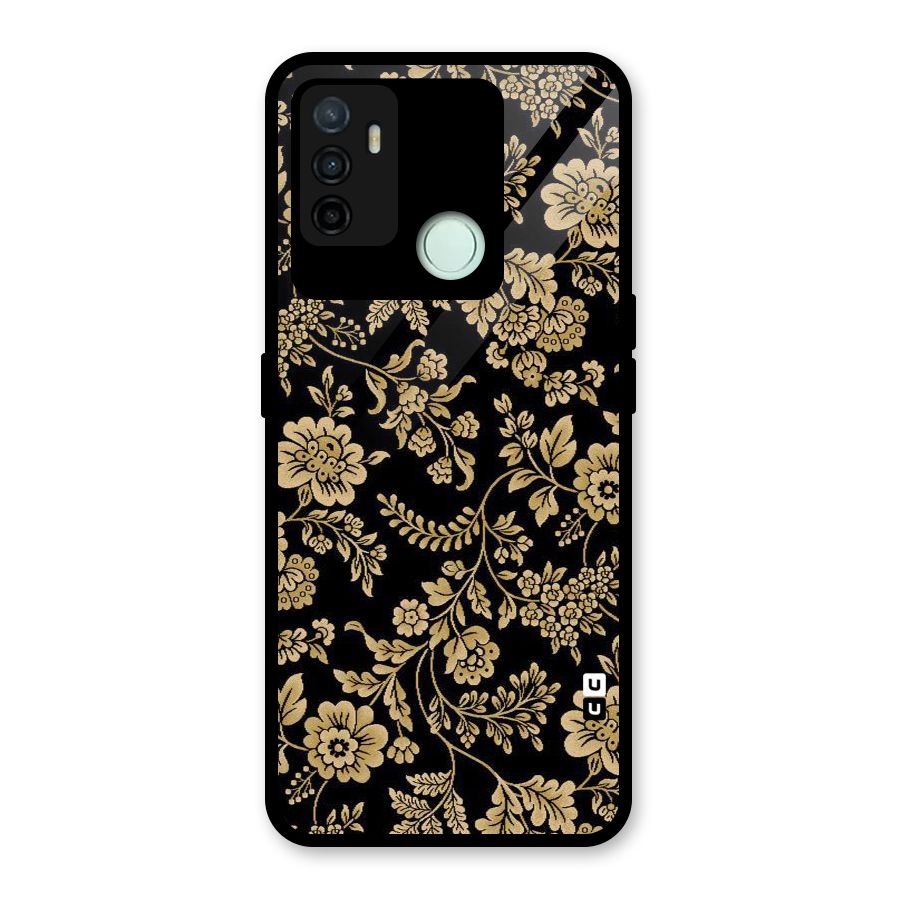 Aesthetic Golden Design Glass Back Case for Oppo A53