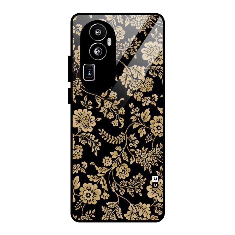 Aesthetic Golden Design Glass Back Case for Oppo Reno10 Pro Plus