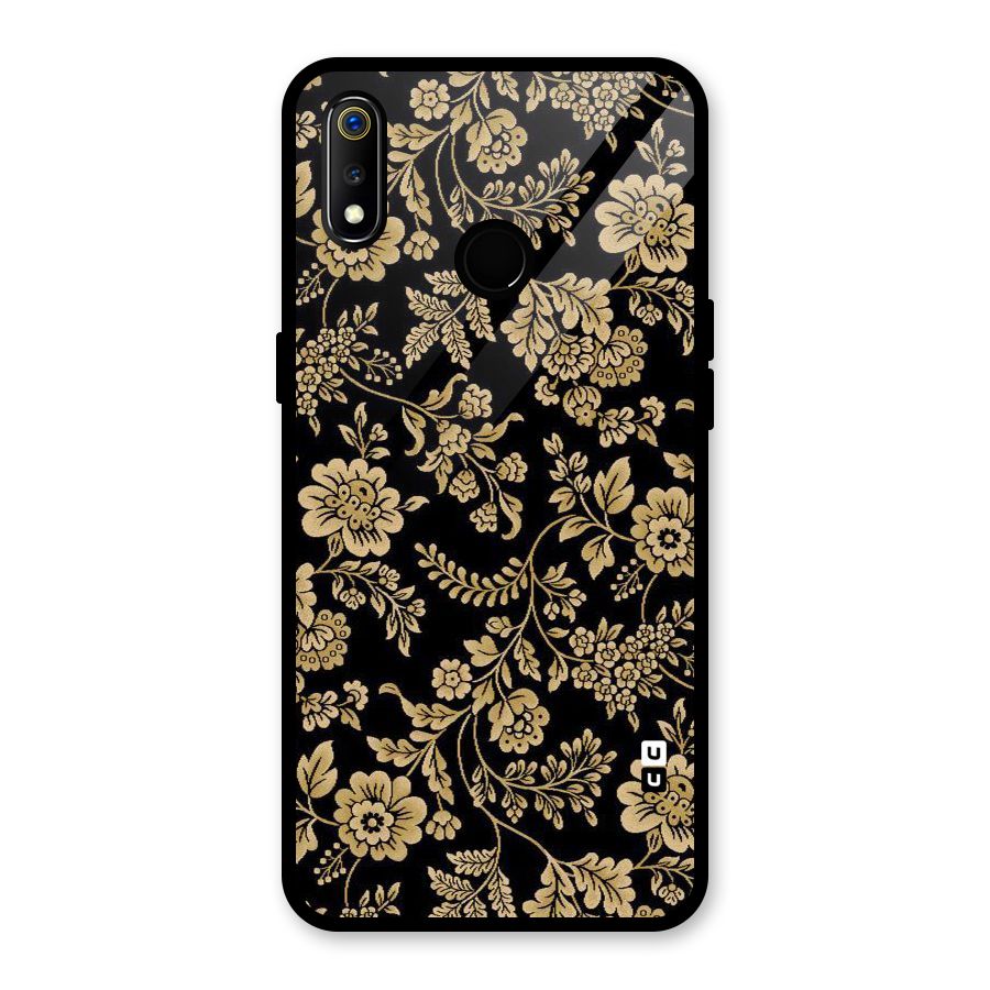 Aesthetic Golden Design Glass Back Case for Realme 3i