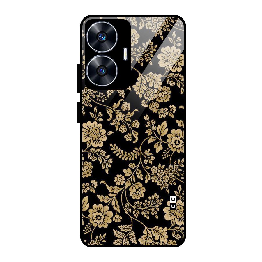 Aesthetic Golden Design Glass Back Case for Realme Narzo N55