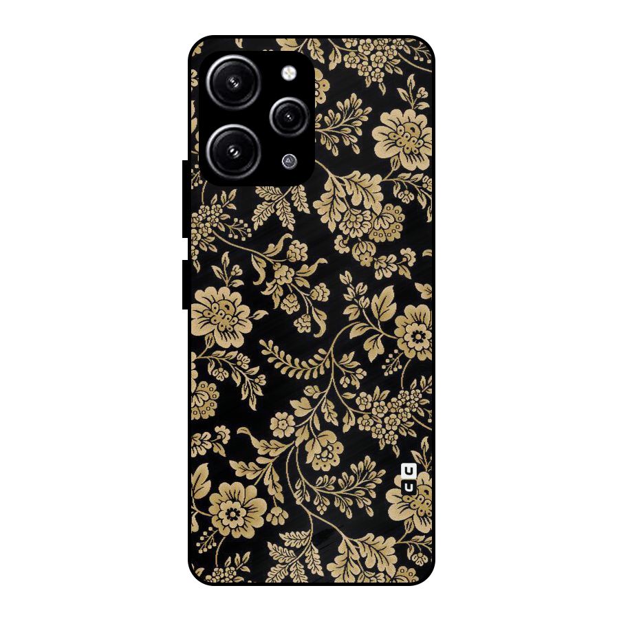 Aesthetic Golden Design Glass Back Case for Redmi 12 4G