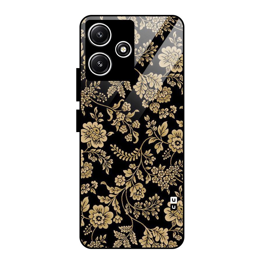 Aesthetic Golden Design Glass Back Case for Redmi 12 5G