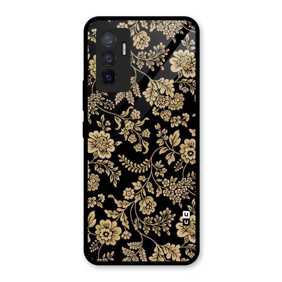 Aesthetic Golden Design Glass Back Case for Vivo V23e